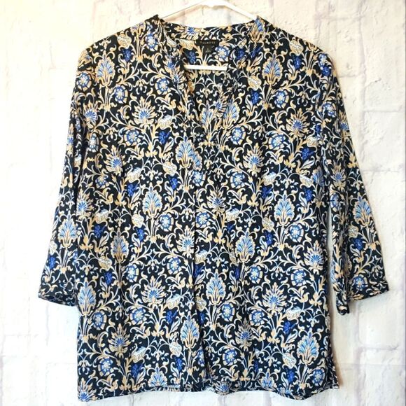 TALBOTS Floral V-neck Lighting Blouse Top - Picture 1 of 7